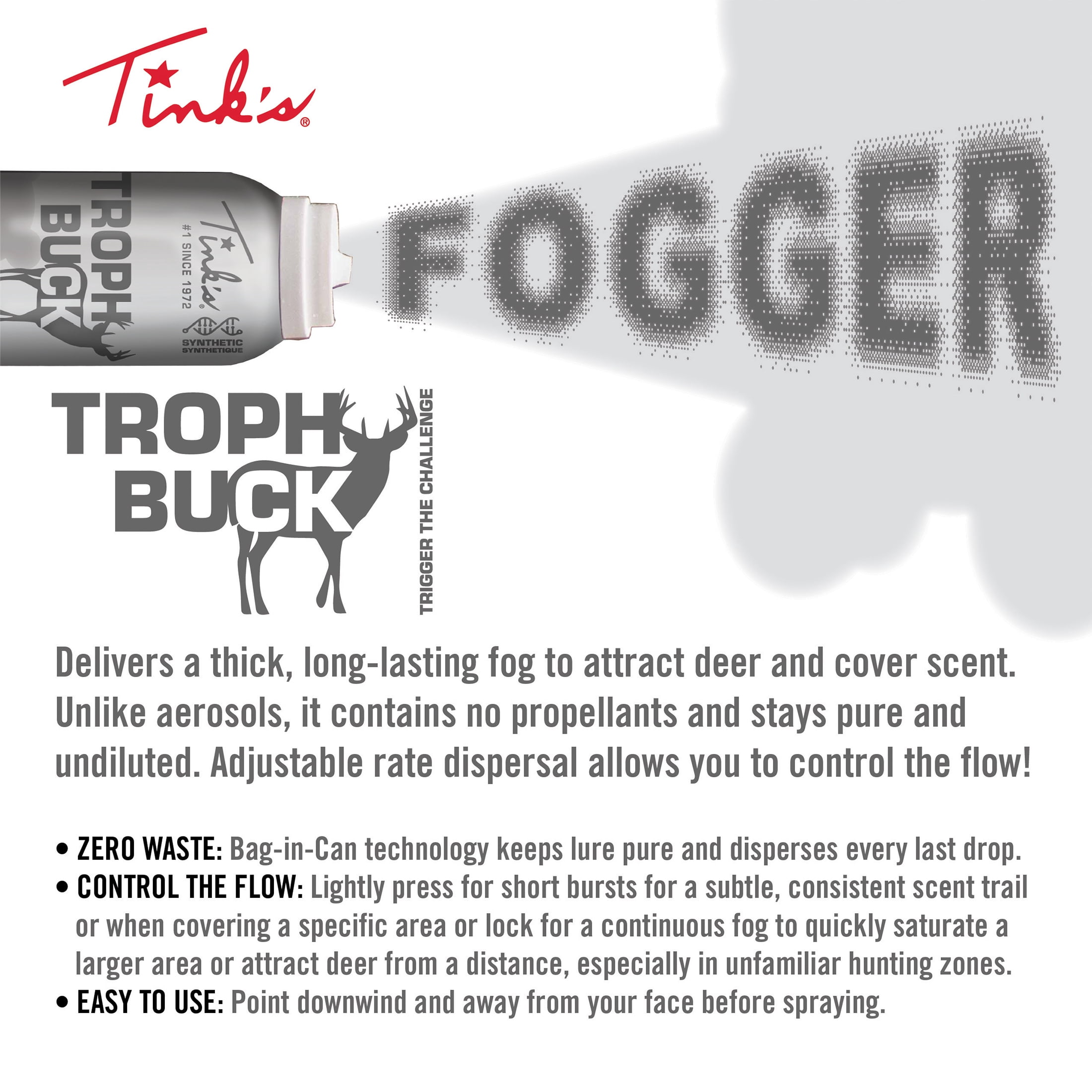 Tink's Synthetic Trophy Buck Dominant Buck Urine Hot Shot Fogger for Hunting - 5 oz. Deer Lure Can