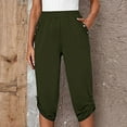 thumbnail image 4 of Lmnyox High Waist Capris for Women Loose Wide Leg Capri Pants with Pocket Baggy Athletic Hiking Trousers, 4 of 7