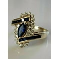 thumbnail image 5 of Blue Sapphire Lab-Created 3Ct Marquise Cut Women's Wedding Ring 14K Yellow Gold Plated, 5 of 5