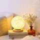 thumbnail image 3 of Lámpara de noche con pantalla de bola de ratán de madera maciza con acento de cáñamo moderno para dormitorio, inspirada en Sepak Takraw y carga por USB, 3 of 7