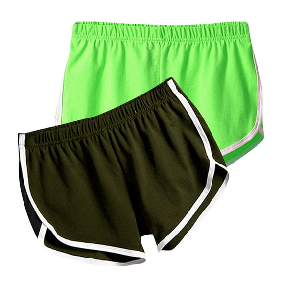 gbyLJF 2 Packs Athletic Shorts for Women Breathable Lounge Dolphin Shorts Workout Shorts for Outdoor Cycling Hiking Green L