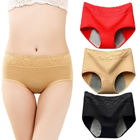 GHSOHS Womens Underwear Panty White Underwear Lace Underwear for Women Cotton Underwear Pack of 3pc Menstrual Underwear Soft Breathable Shapewear Control Boyshorts Hipster Underpants Briefs Ladi XL
