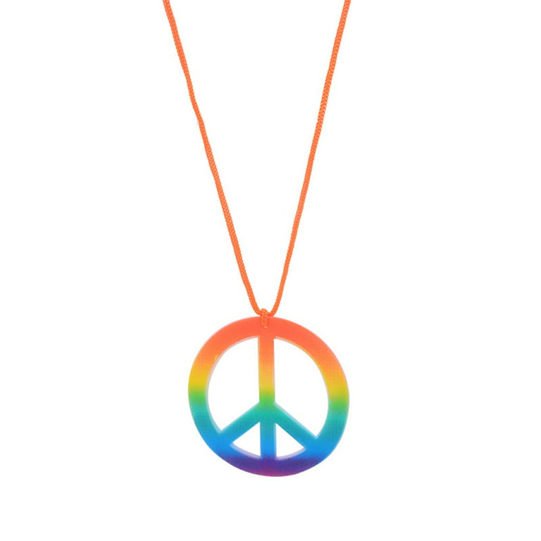 Bulk 48 Pc. Rainbow Peace Sign Necklaces