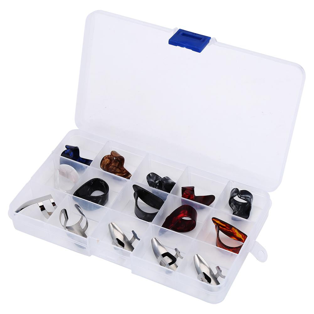 HERCHR Finger Pick, 15Pcs DIY Thumb Forefinger Finger Picks Protector