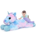 thumbnail image 1 of Peluche de peluche Tezituor con forma de unicornio gigante, 110 cm, arcoíris, 1 of 7