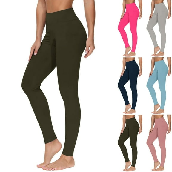 ATENAR Womens Leggings,Leggings for Women,Compression Leggings for Women,Cinched,Comfort Fit,Solid,Polyester,Spandex,Army Green,M