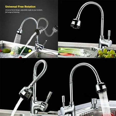 - 360°Rotating Flexible Single Handle Spout Sprayer Kitchen Sink Mixer Faucet Tap Swivel faucetspray Hot and Cold mixer Water Faucet for Commercial and Home Kitchen
