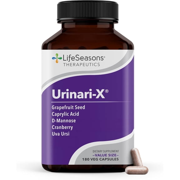 Urinari-X - Urinary Tract Support - Fast Acting UTI Help - Vitamin Supplement for Healthy Bladder Function & Immunity - D-Mannose, Cranberry, Caprylic Acid, Uva Ursi & Grapefruit - 180 Capsules