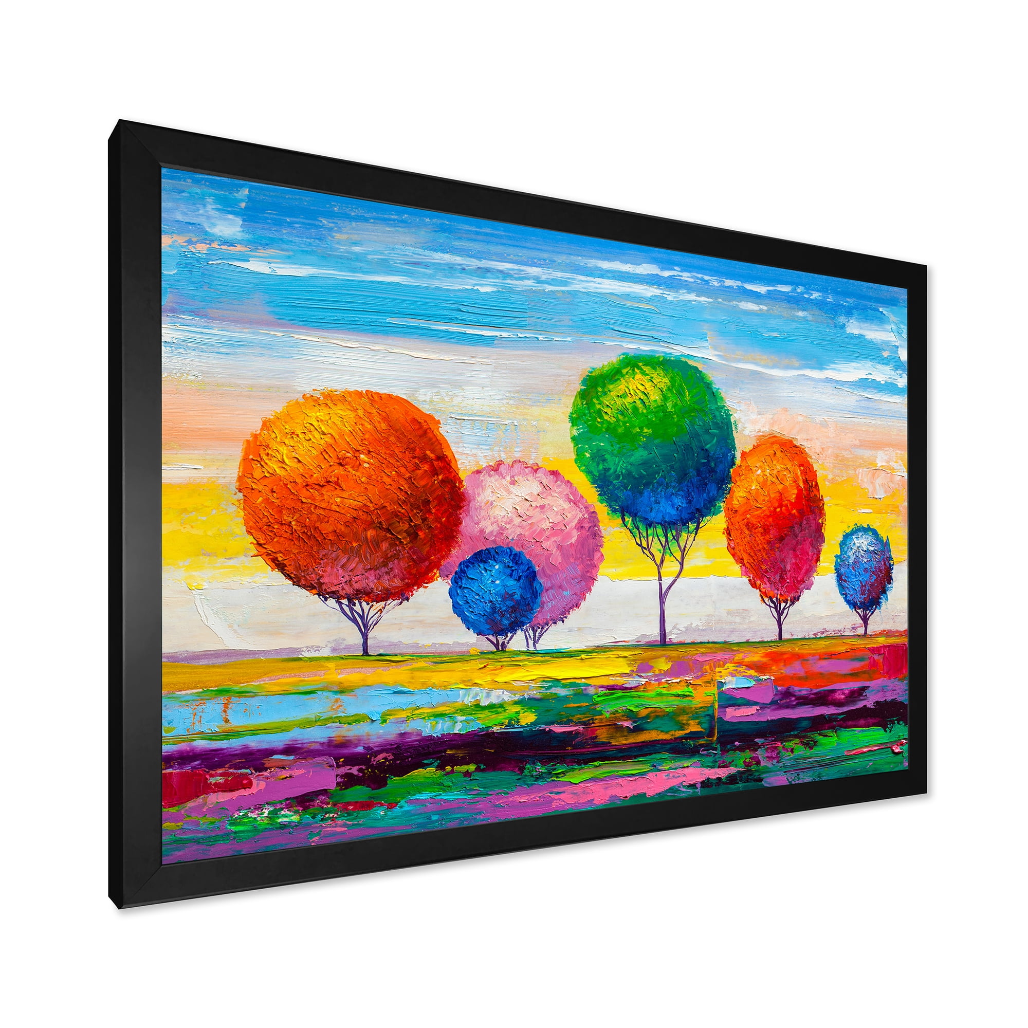 Designart 'Ornamental Colourful Trees VI' Modern Framed Art Print
