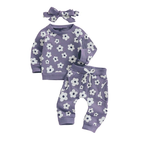YunPes Toddler Baby Girl Fall Winter Clothes Pullover Sweatshirt T Shirts Pants 3PCS Outfits Set
