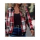 thumbnail image 4 of Chaquetas de Mujer Informales con Cremallera, de Franela A Cuadros, Larga, Holgadas, Ideales para Otoño. Rojo S, 4 of 7