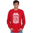 thumbnail image 5 of Funny Zombies Like Me For My Brains Men's Long Sleeve Tee T Shirt Brisco Brands X, 5 of 6