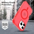thumbnail image 3 of Dteck Strong Magnetic for iPhone 16 Pro Max Case, Compatible with MagSafe, Military-Grade Protection Translucent Matte Rugged Case for iPhone 16 Pro Max,Red, 3 of 4