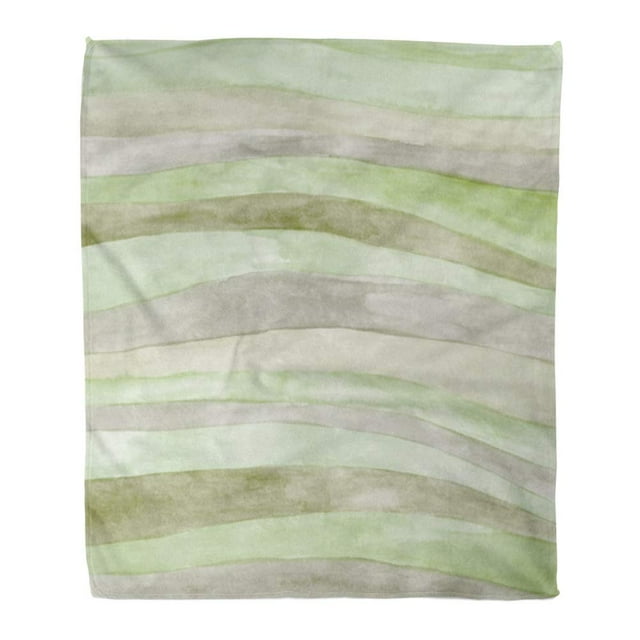 JSDART Jeter Couverture Chaude Impression Confortable Flanelle Vert Olive Aquarelle Main Abstraite Multicolore avec des Vagues de Couleur Colorée Laver Confortable Doux pour Canapé-Lit et Canapé 58x80 Pouces