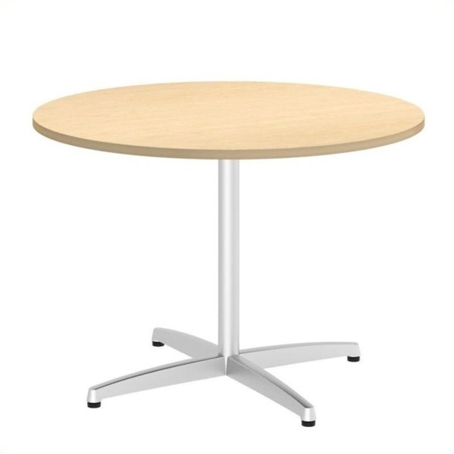 Mobilier d'Affaires Bush Table de Conférence Ronde en Métal X Base en Érable