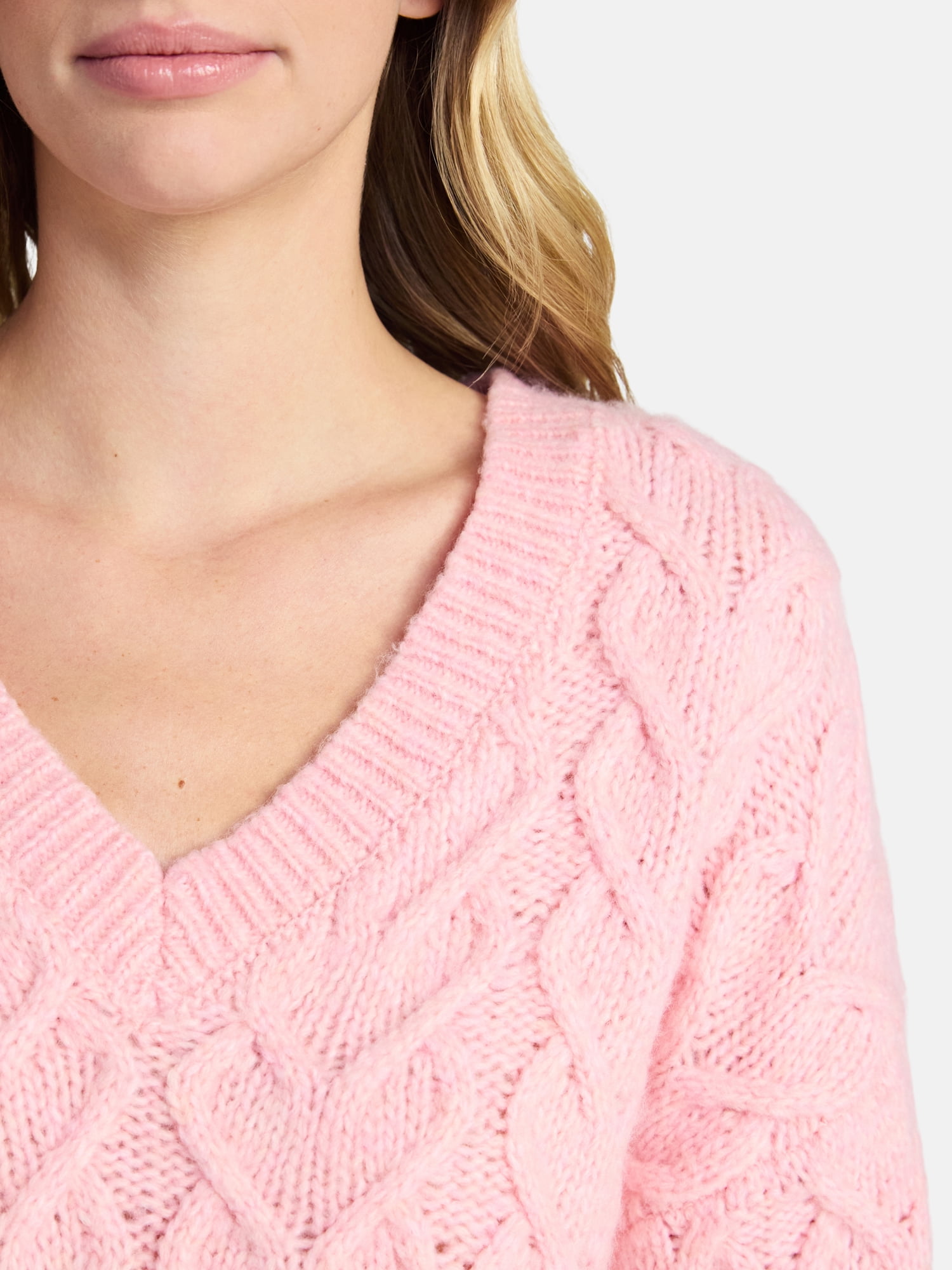 No Boundaries V-Neck Pullover Sweater, Midweight, Women's XXS-XXL