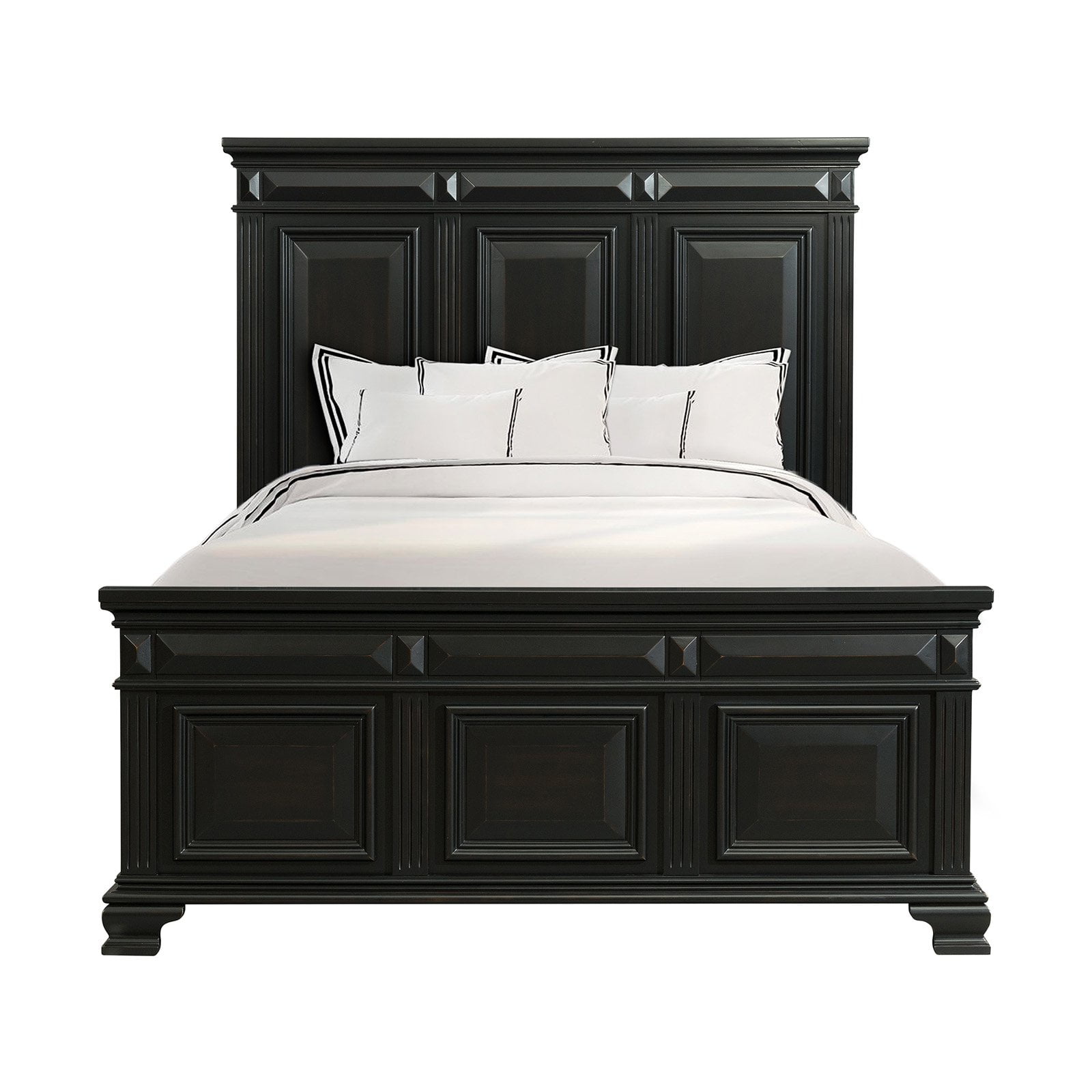 trent antique black king panel bed