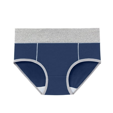 Kopltyrfg Womens Underwear Cotton Seamless Panties Soft Breathable Postpartum Briefs Plus Size High Waist Thongs Dark Blue M
