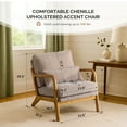 thumbnail image 3 of UBesGoo Modern Accent Chair, Chenille Fabric Armchair with Pillow and Solid Wood, Upholstered Comfy Reading Lounge Chair for Living Room, Light Khaki, 3 of 10