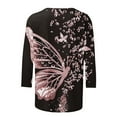 thumbnail image 4 of QUNYINEY T Shirts for Women Butterfly 3/4 Sleeve Casual Crew Neck Tops Pullover Loose Graphic Tees, 4 of 5