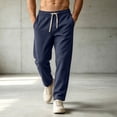 thumbnail image 2 of LIaqionyy Big and Tall Pants for Men's Baggy Straight Leg Drawstring Elastic Waist Casual Loose Pant with Pockets, 2 of 8