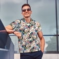 thumbnail image 3 of Kdxio Colorful Flowers Print Men's Short Sleeve Polo Shirt,Midweight Men's Shirt, 3 of 6