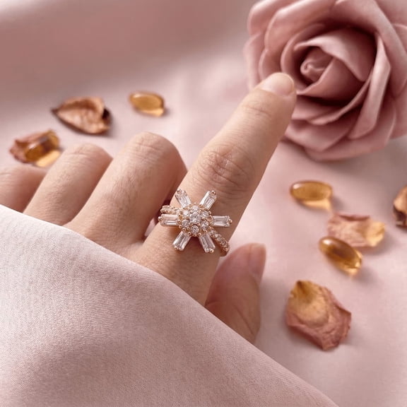 2Ct Round Cut Cubic Zirconia Women Engagement Band Ring 14K Rose Gold Plated Free Size