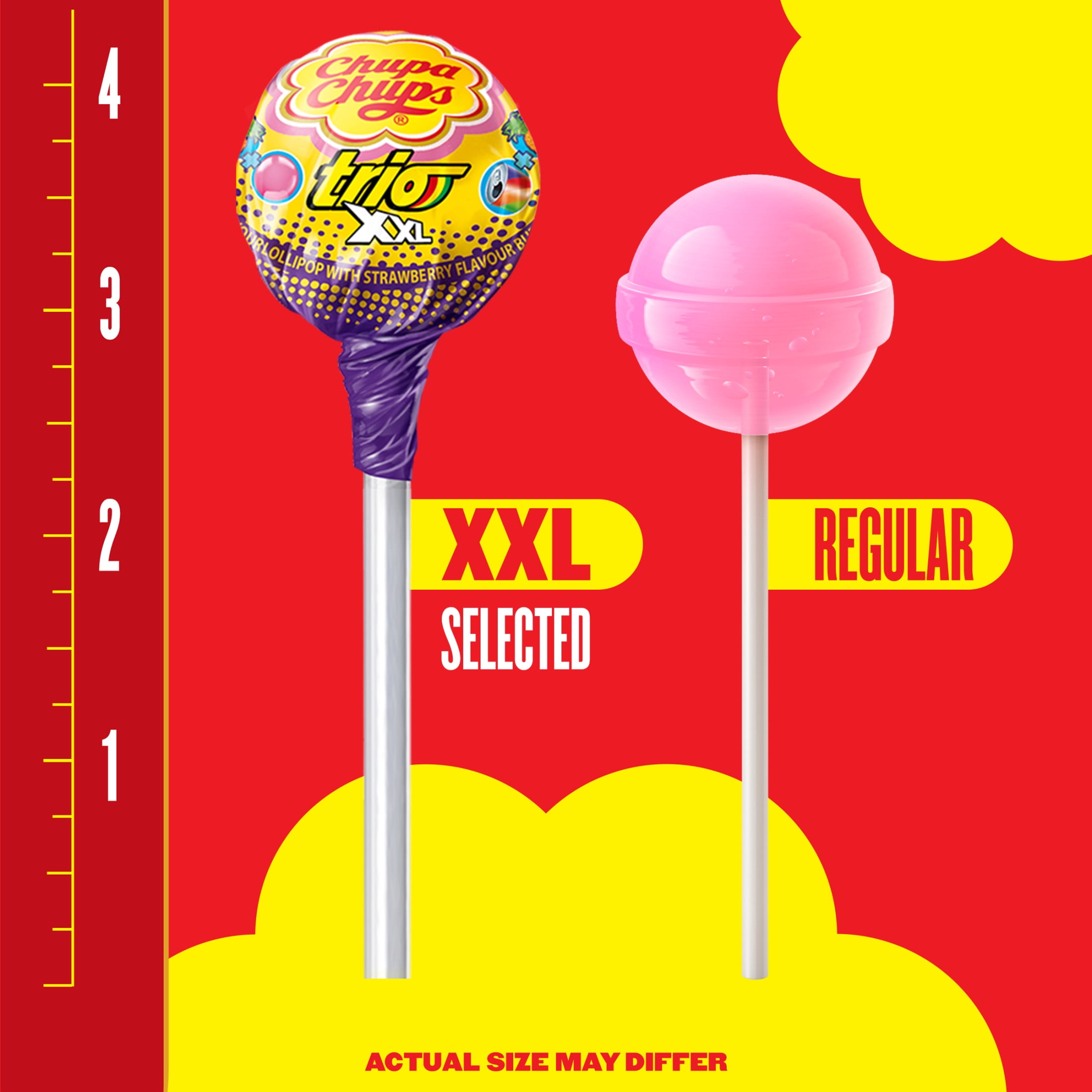 Chupa Chups XXL Trio 3-in-1 Lollipop with Bubblegum Inside