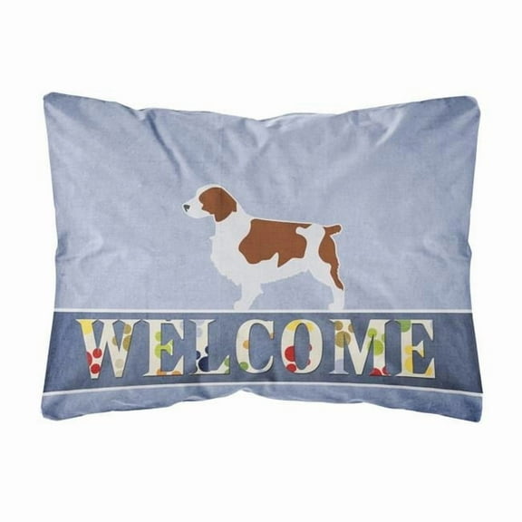 Carolines Treasures BB5504PW1216 Welsh Springer Spaniel Welcome Canvas Fabric Decorative Pillow, 12H x16W, multicolor