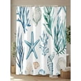 thumbnail image 4 of Fsddascl Summer Coastal Shower Curtain Set - Small 36" x 72" Washable Bathtub Curtain with 12 Hooks, Ocean Watercolor Starfish Shell Seaweed Waterproof Fabric Stall Shower Curtains for Bathroom, 4 of 6
