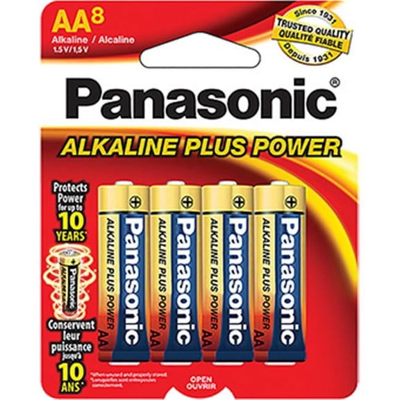 Panasonic  AA Alkaline Plus Power Batteries - Pack of 8