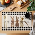 thumbnail image 2 of Placemats 1 Pack, Easter Bunny Woven Placemat, Linen Place Mats for Kitchen/Dining Tables, Vintage Rabbits Bow Black Plaid Washable Table Mats for Party, 2 of 8