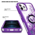 thumbnail image 3 of NageBee Designed for iPhone 12 / 12 Pro with [Built-in Screen Protector] Case MagSafe Compatible With Diamond Wrist Strap Lanyard, Glitter Floating Liquid Cute Case (Purple), 3 of 6
