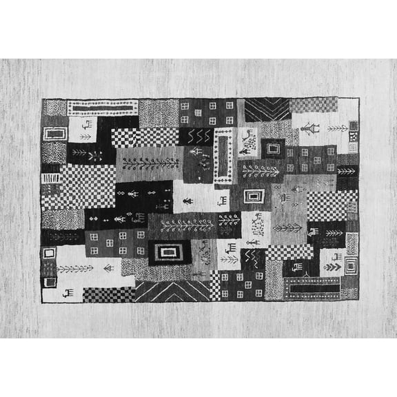 Ahgly Company Indoor Rectangle Abstract Gray Contemporary Area Rugs, 3' x 5'