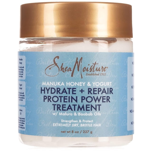 Shea Moisture Manuka Honey And Yogurt Hydrate Plus Repair Protein Power Treatment, Unisex, 8 Oz