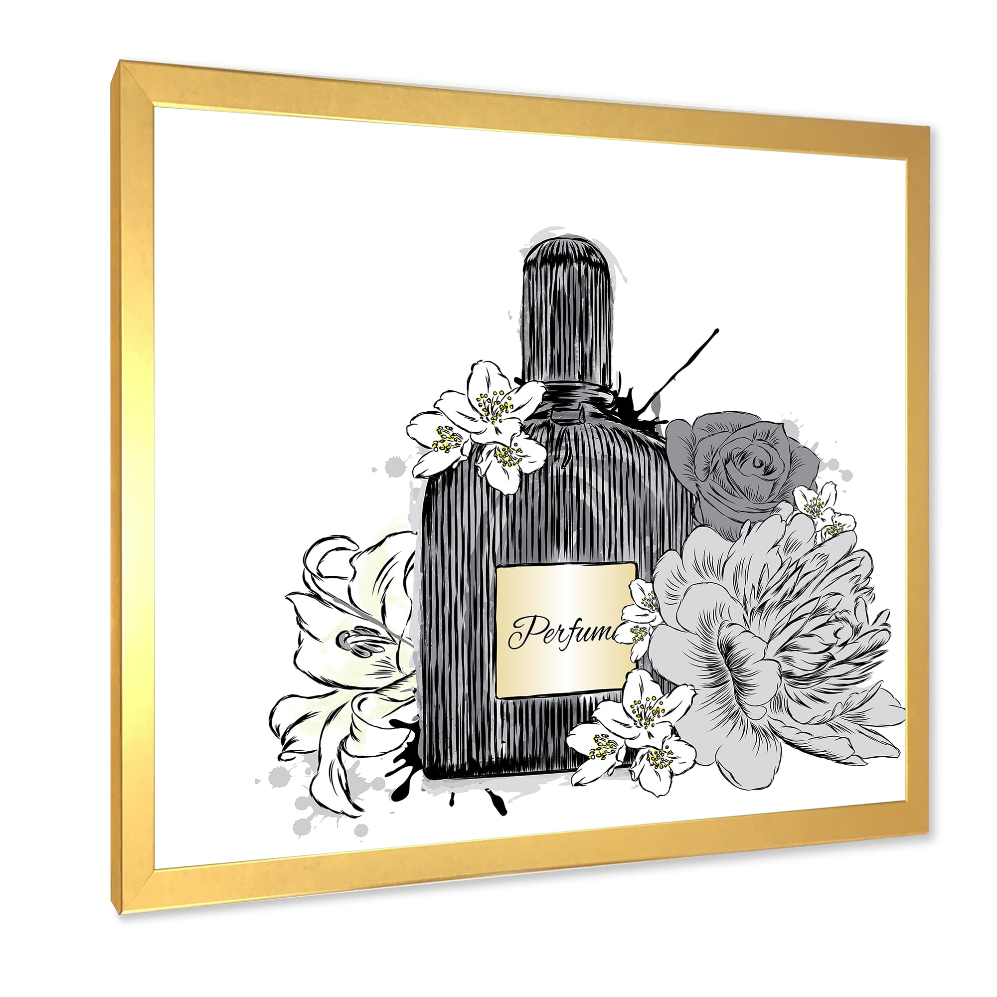 Designart 'Bouquet of Flowers and Perfume Bottle III' Traditional Framed Art Print