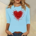thumbnail image 2 of Mikilon Women's 3/4 Sleeves Sweatshirts Fashion Graphic Print Blouse Round Neck Casual Tops, 2 of 4