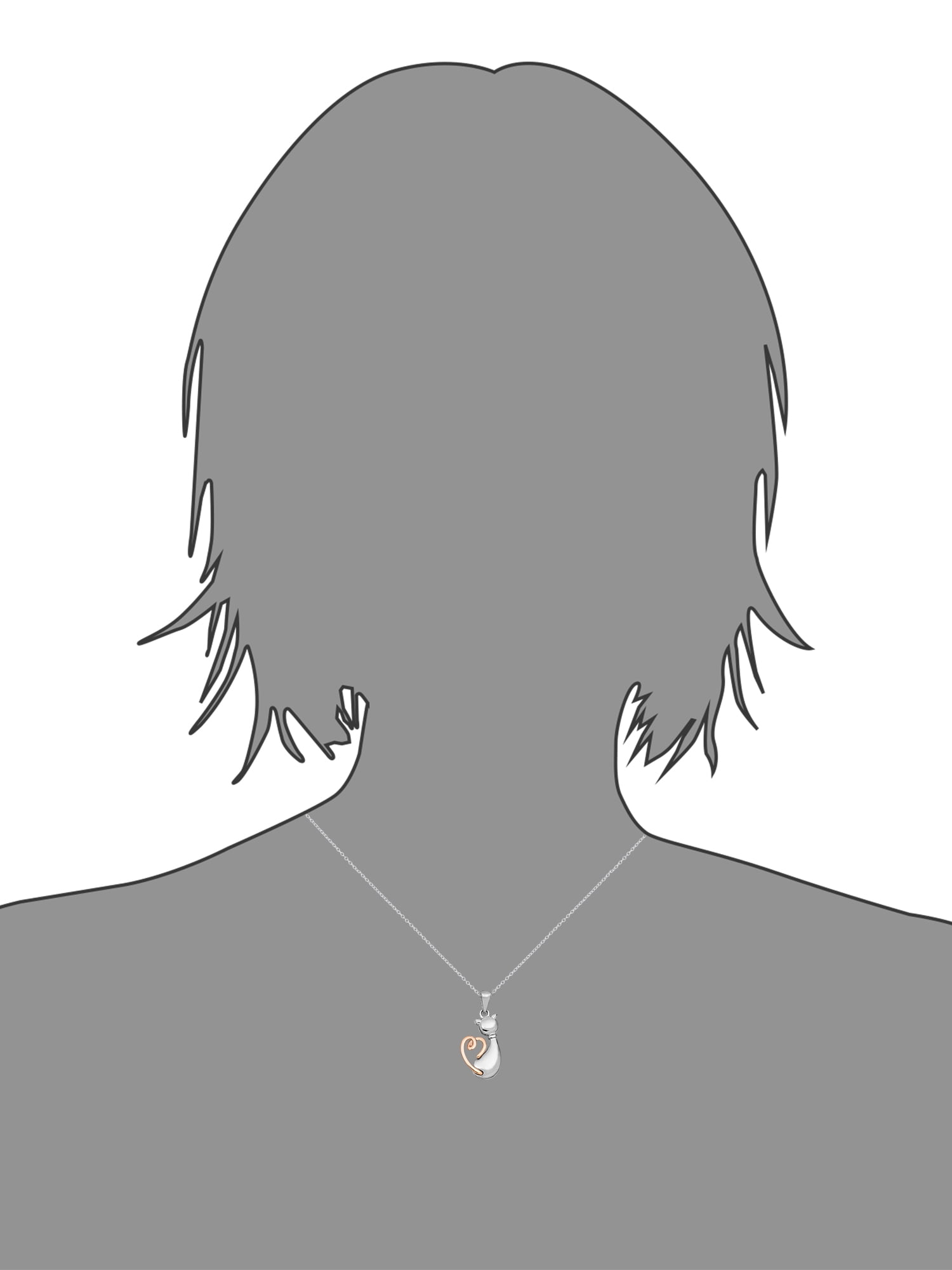 Connections from Hallmark- Women's  Stainless Steel Cat Pendant, 18