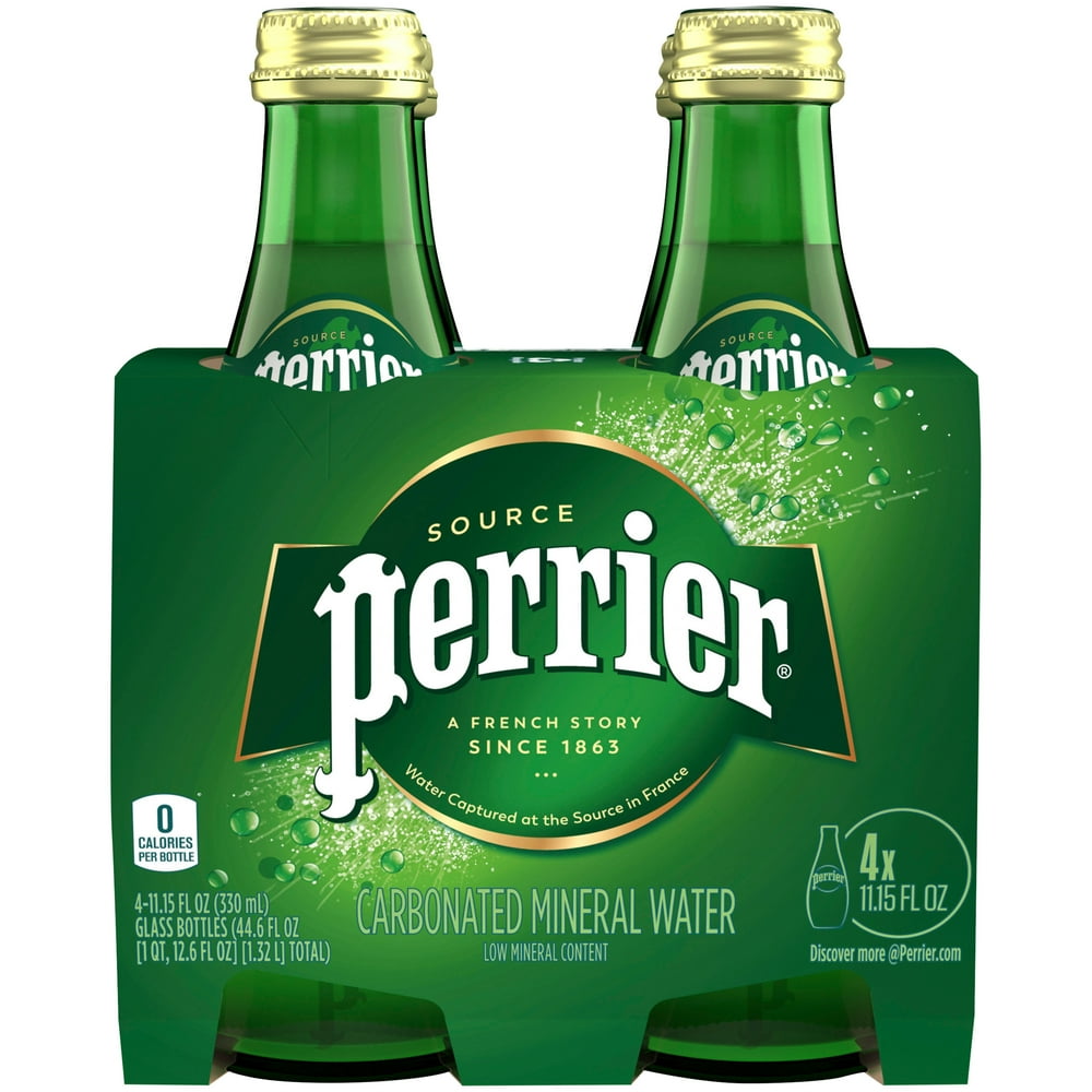 Perrier Carbonated Mineral Water, 11.15 fl oz. Glass Bottles (4 Count
