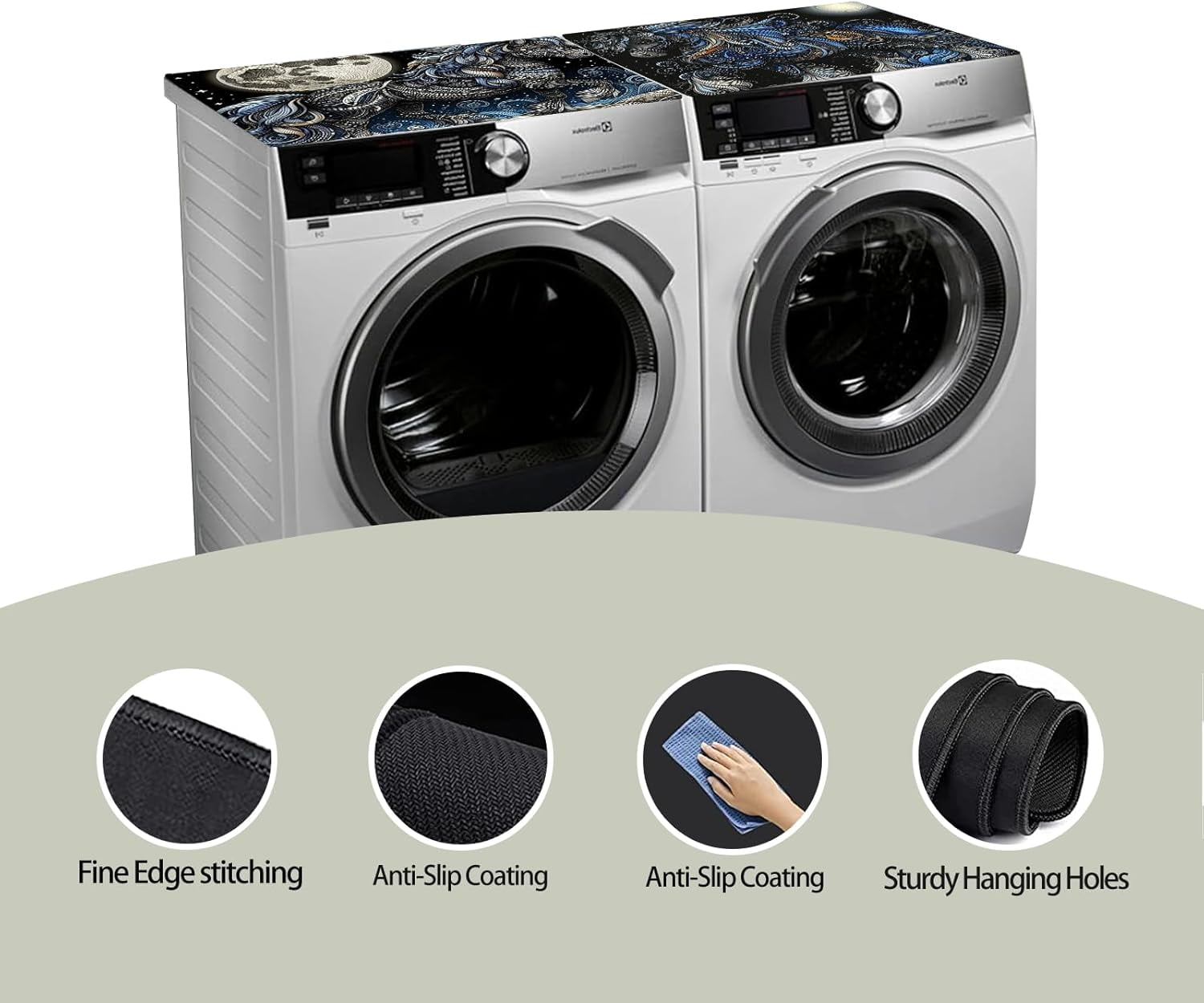 2 Pcs Washer And Dryer Covers for The Top 19.7 x 23.6 Inches Dryer Top Protector Mat Non Slip Washing Machine Cover Fits Most Washers Dryers