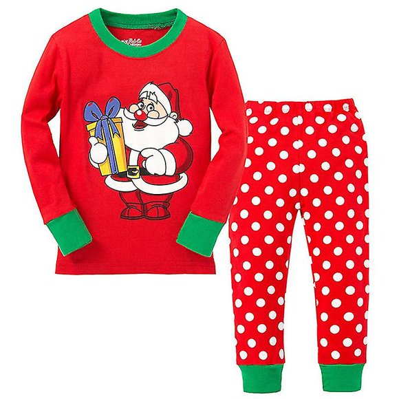 Kids Christmas Pajamas Pjs Nightwear Sleepwear Set Boys Girls Xmas Loungewear Z