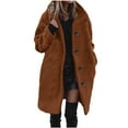 thumbnail image 3 of HTNBO Sherpa Jacket Women Lapel Fuzzy Trench Jackets Winter Fleece Outerwear Button Cardigan Trendy Knit Jacket Coat, 3 of 8