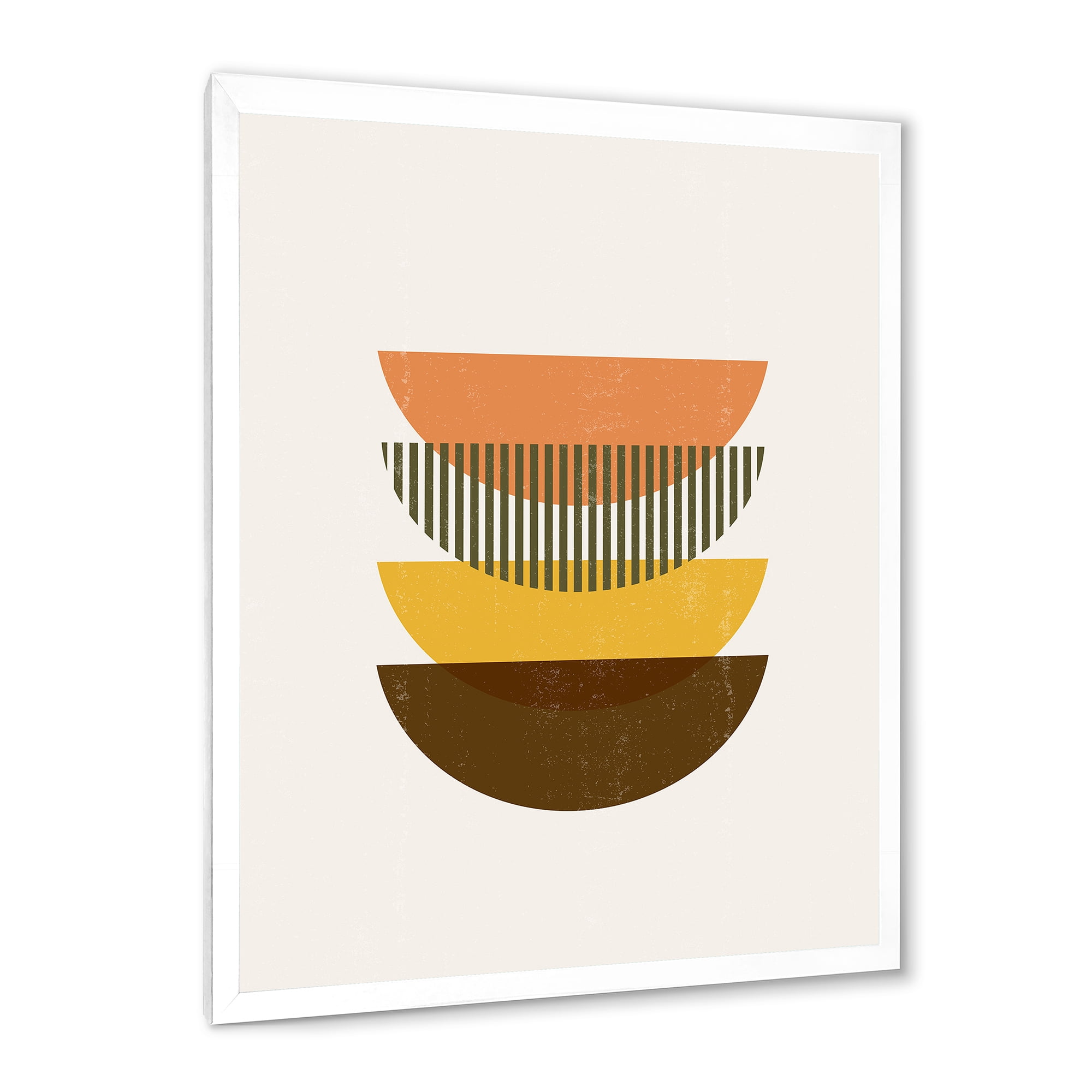 Designart 'Half Moons In Earth Tones Abstract Geometric Art' Modern Framed Art Print