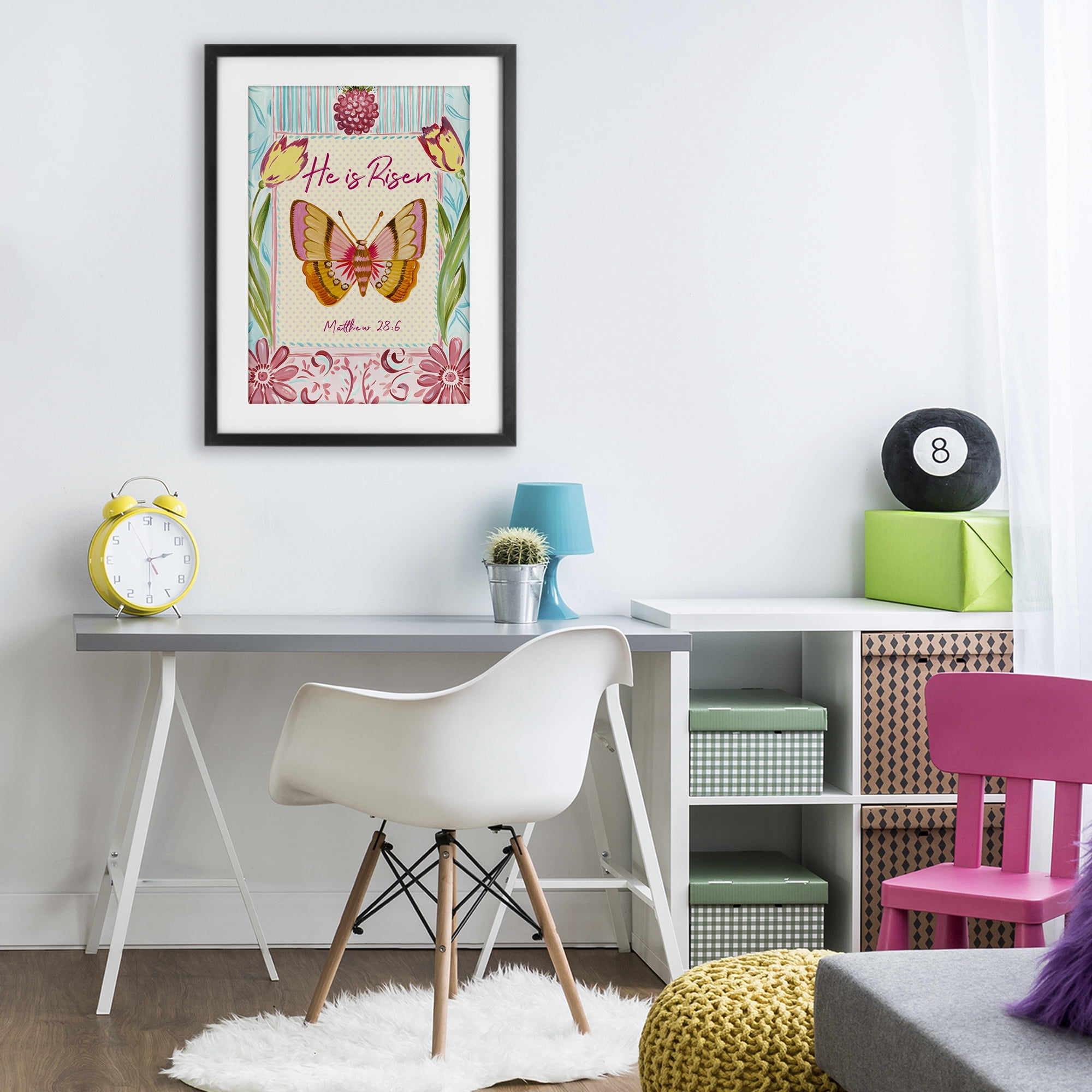 Stupell Industries He Is Risen with Butterfly Black Framed Print Under Glass, design by Ani Del Sol