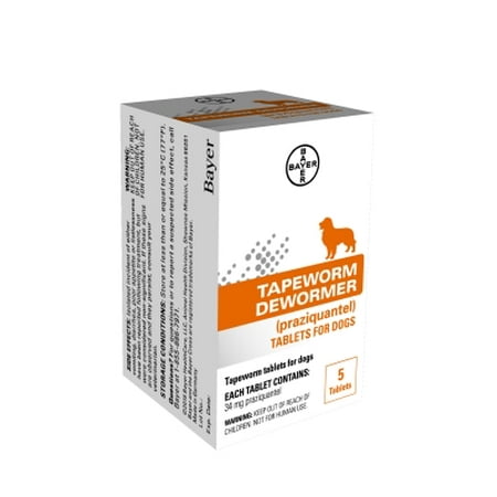 Bayer Tapeworm Dewormer for Dogs, 5 Tablets