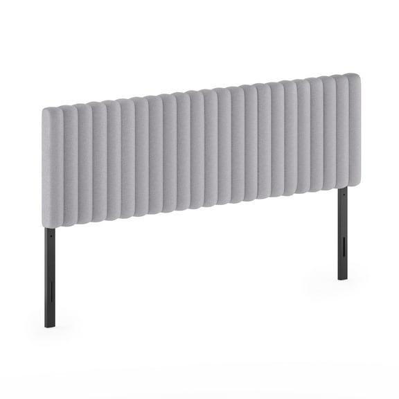 Furinno ROANNE Headboard King Size, Tufted Upholstered Wooden Headboard, Bed Frame Mount Head Board, Easy Assembly, for Bedroom, Dorm, Light Grey