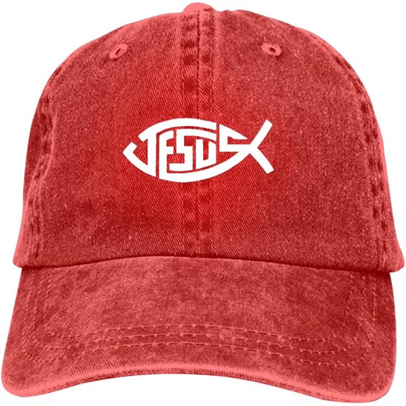 Jesus Christian Fish Baseball Cap Vintage Adjustable Washed Hats Cowboy Hats Denim Dad Hat for Men Women Boy Girl