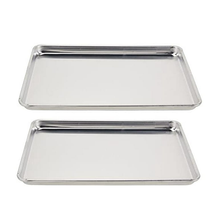 HONGBAKE Half Baking Sheet Pan Set of 2, Nonstick Cookie Sheet for Oven,  Heavy Duty 1/2 Commercial Cookie Trays, Dishwasher Safe - Silver