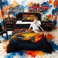thumbnail image 2 of meiyoeat Vintage Muscle Car Twin Comforter Sets 2pcs,Flame Track Art Bedding Set for Bedroom,Orange Black,Black Reversible,1 Comforter and 1 Pillowcase, 2 of 6