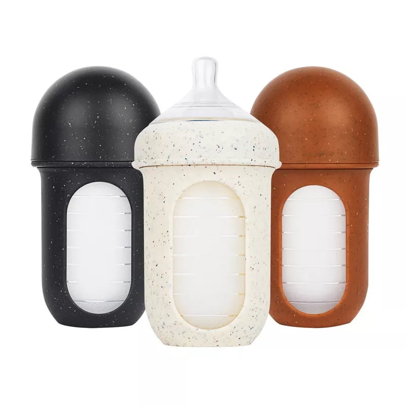 Silicone Baby Bottles with Collapsible Silicone Pouch, 8 fl oz 3-Pack, Infant Feeding Bottles, Baby Feeding Bottles, Reusable Silicone Bottle Set, 8 oz Baby Bottle Set